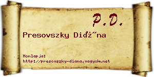 Presovszky Diána névjegykártya